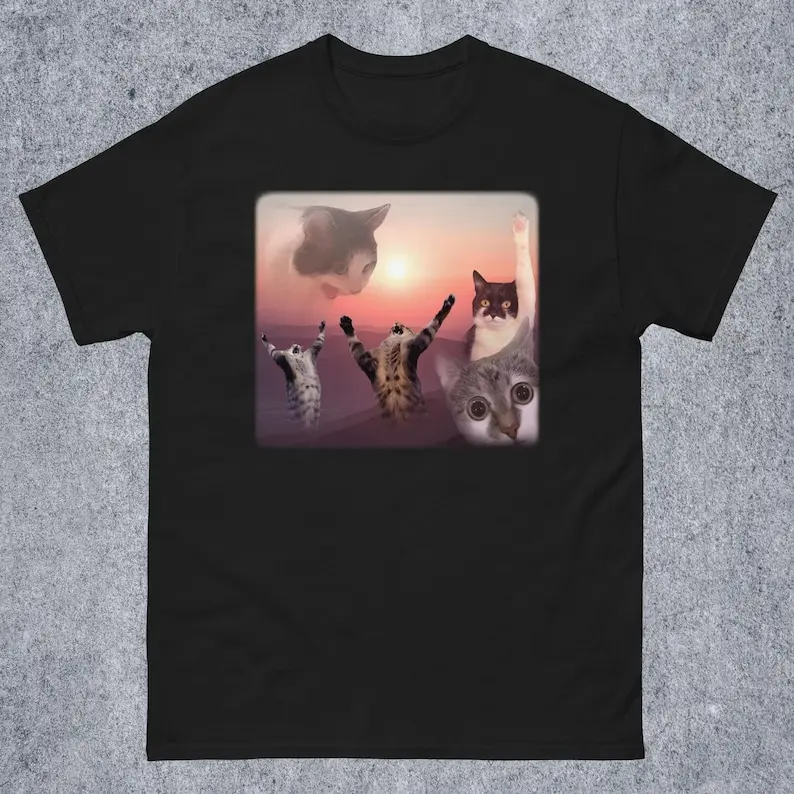 Funny Cat Meme Tee Shirt, Ugly Shirts, Cringe T-shirt, Stupid Gifts, Unhinged Clothes, Inappropriate Tees, Silly Cats