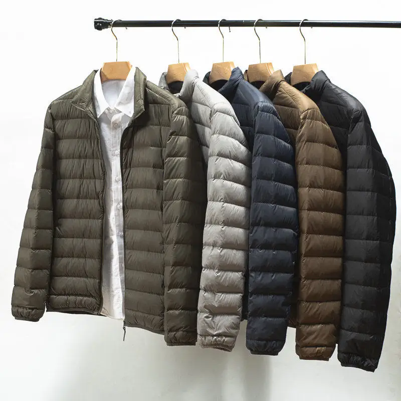 

Lightweight Short Hooded down Cotton Jacket Men's Autumn Winter Brand Outlet Coat Thin Model Casual Warm Faux Fur Material