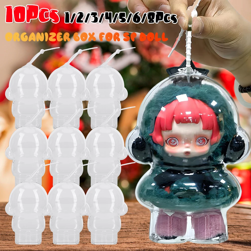 Per Skull Panda 1-10 pezzi custodia protettiva in acrilico per bambole di peluche borsa espositiva senza scatola organizer portatile trasparente per bambole