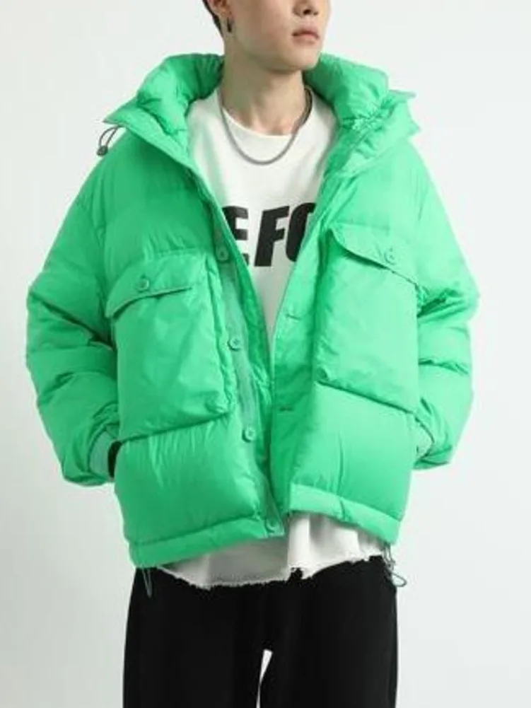 Winter Puffer Daunen jacke Männer Frauen solide einfache Kapuze große Taschen Mantel Baumwolle gepolstert warme Parka Taschen lässige Oberbekleidung