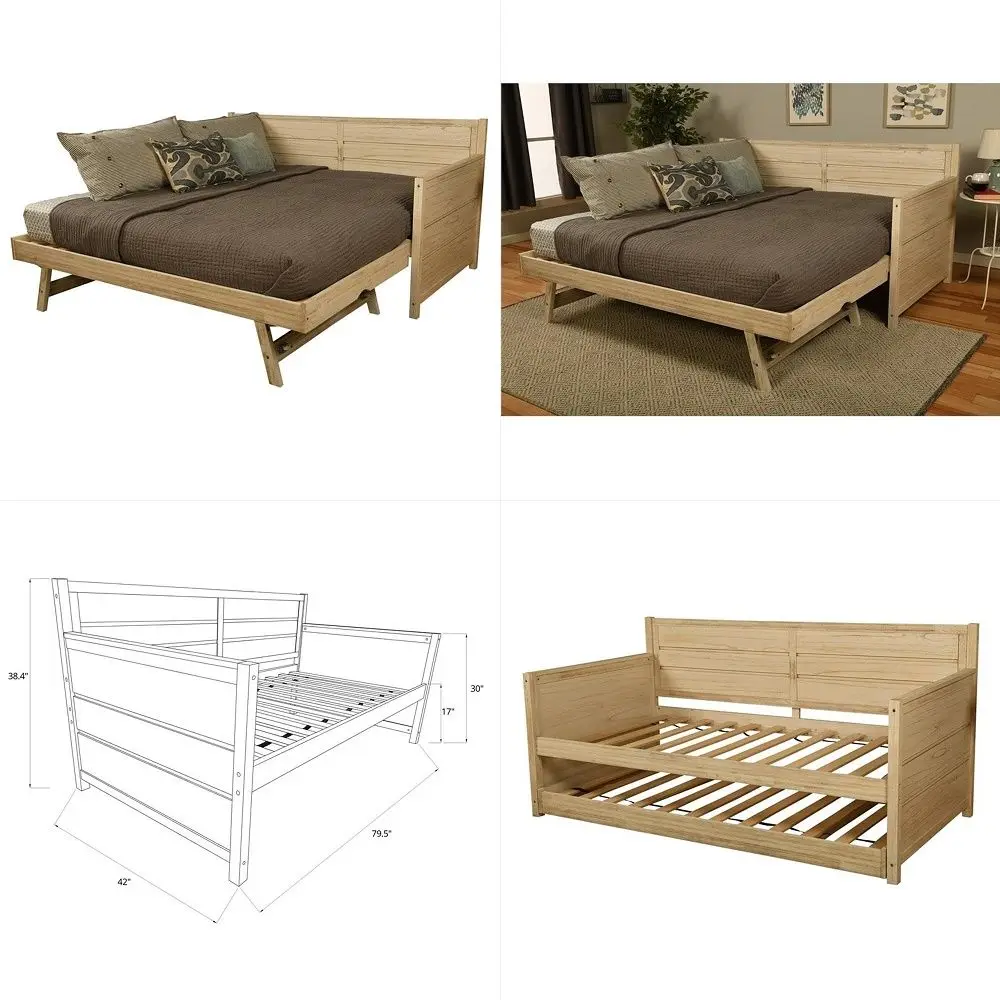 Cama nido individual con listones de madera en color blanco, sin necesidad de somier, fácil montaje