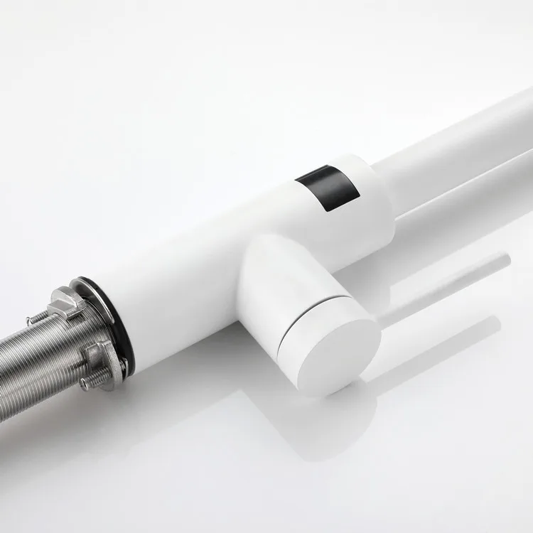 White Touch on Digital Kitchen Sink Faucet with Pull Down Sprayer Hot Cold Kitchen Mixer Tap Smart Sensor Touch Kitchen Faucets