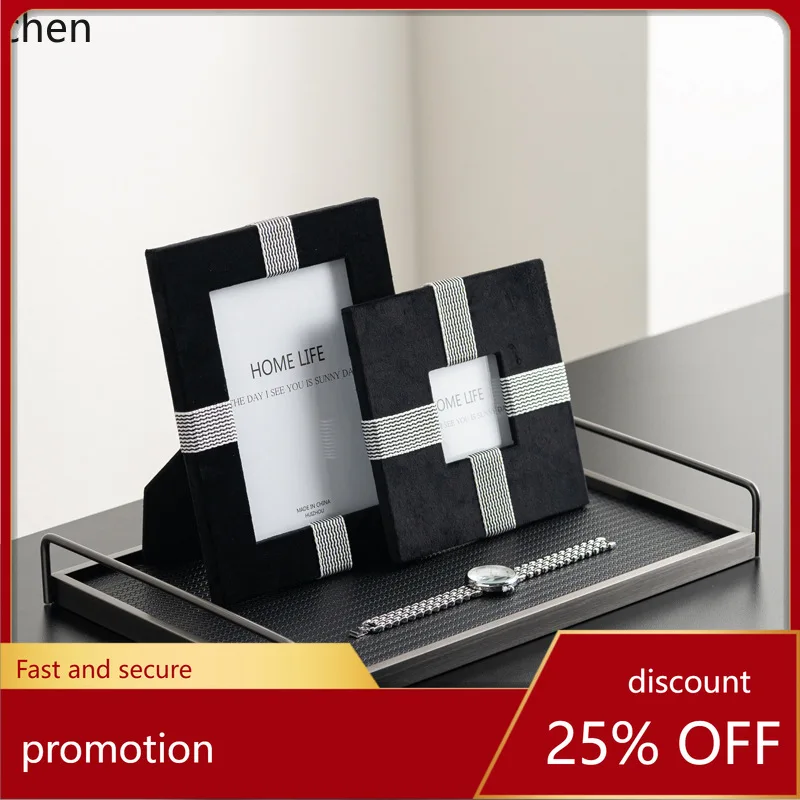 YFY Italian Style High-End Luxury Home Model Room Photo Frame Light Luxury Black and White Large Flat Bedside Table Retro Style