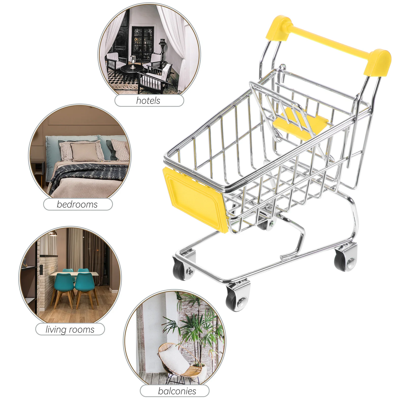 عربة تسوق صغيرة سلة التخزين 11*7.5*11.5 سنتيمتر لون عشوائي معدن البلاستيك منظم سطح المكتب للوازم المدرسية المكتبية #5