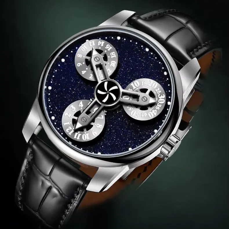 

OBLVLO Men Automatic Watch 41MM Mechanical Wristwatch Luminous 50M Waterproof Sapphire Rotatable 3 Small Dial & Big Hand