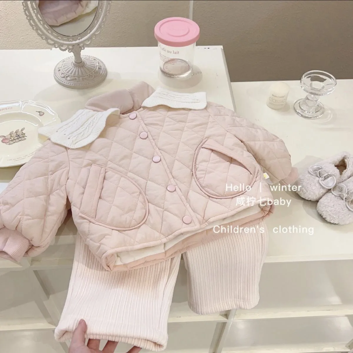 Girls Winter Warm Thickened Down Coat Solid Color Lapel Outerwear Kids Autumn New Casual Fashion Jacket