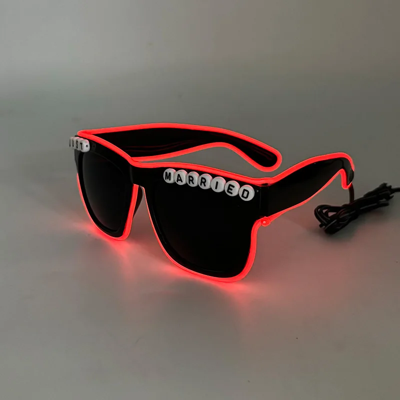 LED luminous Sunglasses fashion square-shaped Just married Glasses for couple honeymoon travel gift wedding supplies