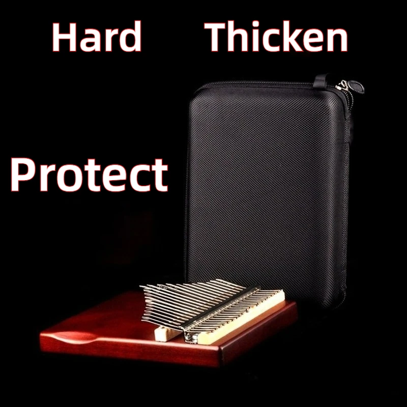 17/21-note Kalimba Case Thickened Waterproof Portable Black Simple Hard Karimba Storage Box Musical Instrument Accessories