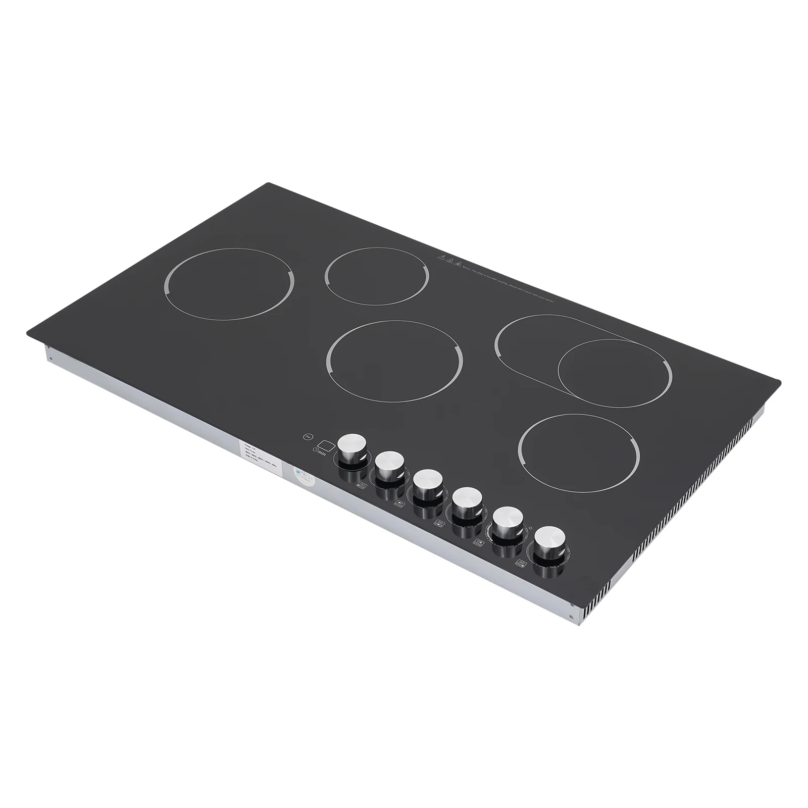 5-Burner Electric Ceramic Cooktop, 110V Infrared Hob With 5 Independent Knob Controls & 5 Heat Levels, 0-90min Timer For Kitchen, US Plug