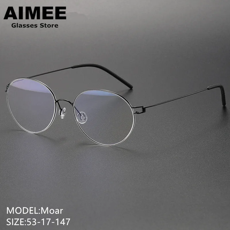 

Denmark Brand Men's Oval Round Optical Eyeglasses Screwless Titanium Ultralight Glasses Frame Women Myopia Gafas Blue Light Lens