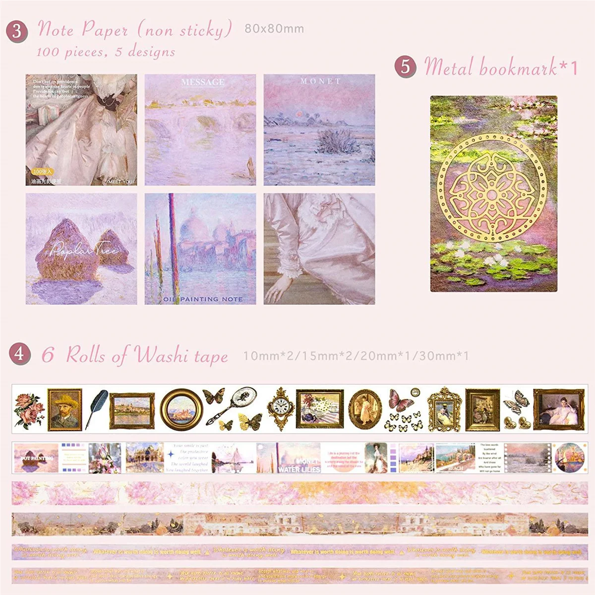 Estetyczny zestaw do dziennika do scrapbookingu, Vintage obraz olejny B6 notatnik Scrapbooking dostarcza naklejki artystyczne, B