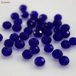 Isywaka Deep Blue Colors 4*6mm 50pcs Rondelle  Austria faceted Crystal Glass Beads Loose Spacer Round Beads for Jewelry Making