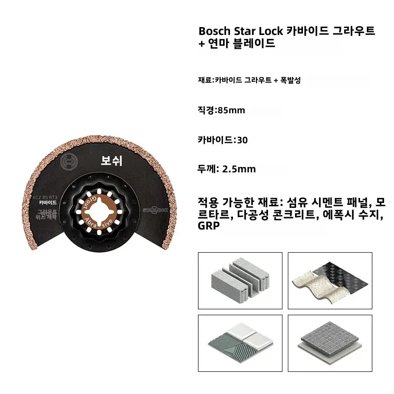 Bosch Starlock Oscillating Saw Blade ACZ 85 RT3 Carbide Grout + Abrasive Blades for Cement Panel Concrete Renovator Accessories