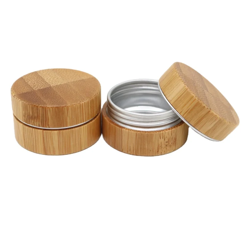 Wholesale 5g 10g 15g 20g 30g 50g 100g Cosmetic skincare packaging aluminium bamboo jar with aluminum inner