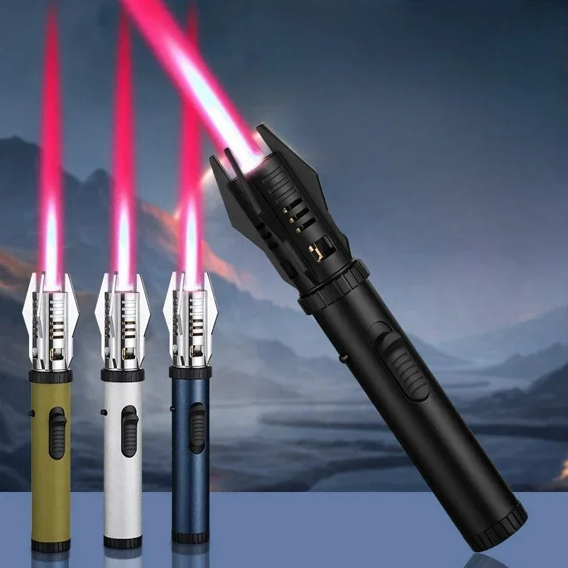 High Temperature Welding Torch Gas Lighter Outdoor Windproof Straight-Through Flame Cigar Lighter Kitchen Bbq Outdoor Spray Gun