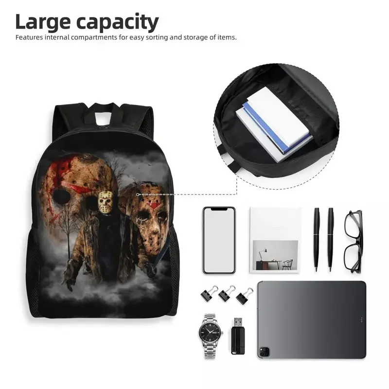 Mochila de viaje de personajes de películas de terror para hombres y mujeres, bolsa de libros para computadora portátil escolar, bolsas de día para estudiantes universitarios, película de Halloween