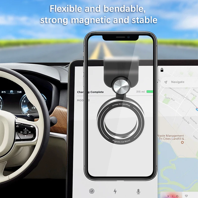 Magnetic Car Mobile Phone Stand For Magsafe 360 Degree Rotation Adjustable ABS Folding Phone Holder For IPhone 16 Huawei Xiaomi