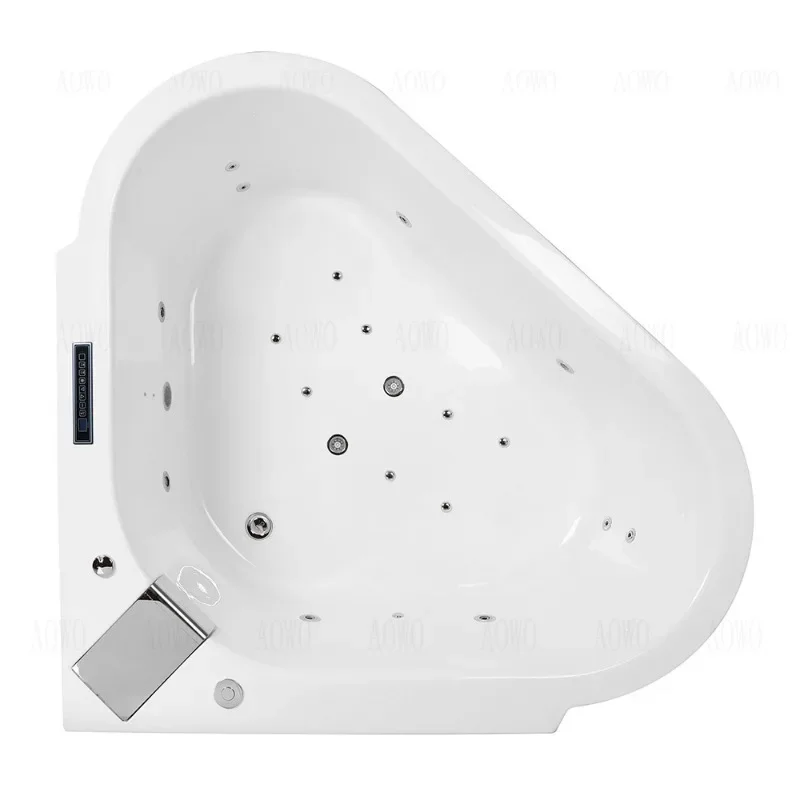 Triangle bathtub Acrylic fan-shaped double thermostatic heated jacuzzi Great waterfall ambient light 1.4 meters bathtub