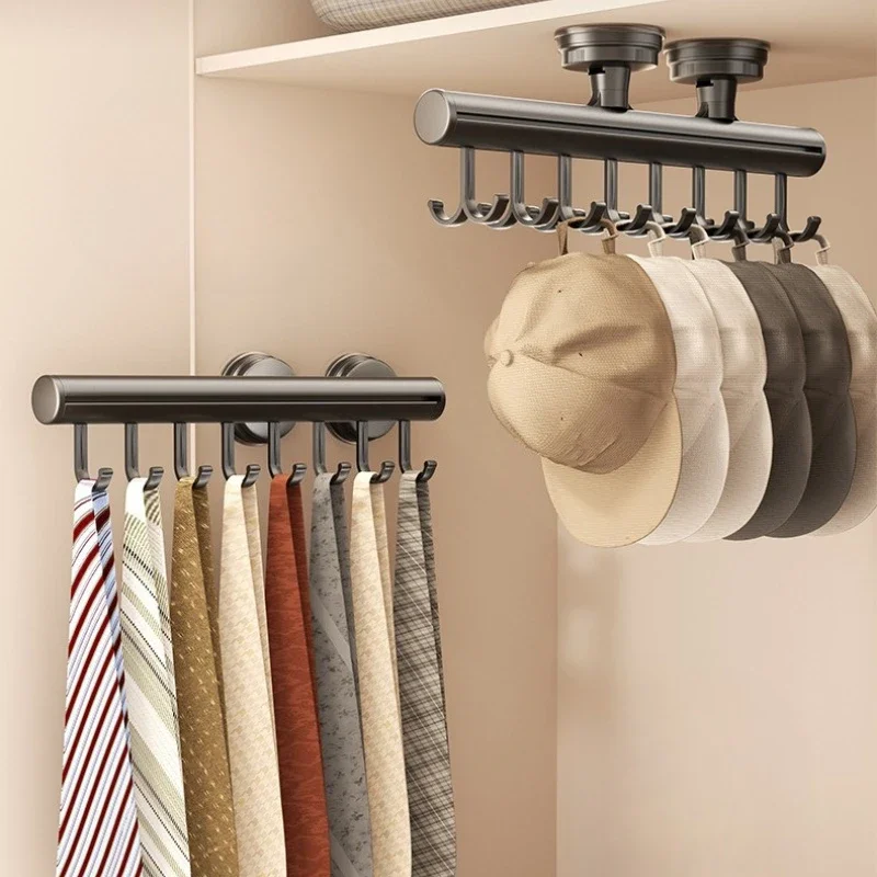 No-Drill Sliding Track Hanger Wall-Mounted Organizer Racks with 8 Hooks for Closet Entryway Multipurpose Pull-Out Rack for Bras