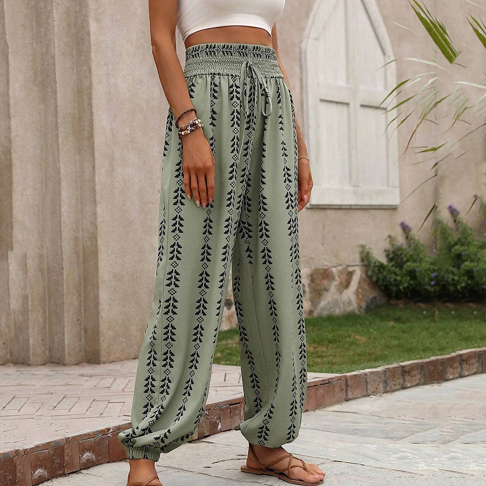 Women's Personality Geometric Haren Pants Casual Comfortable Loose Printed Pants Casual Women's Wide Leg Pants