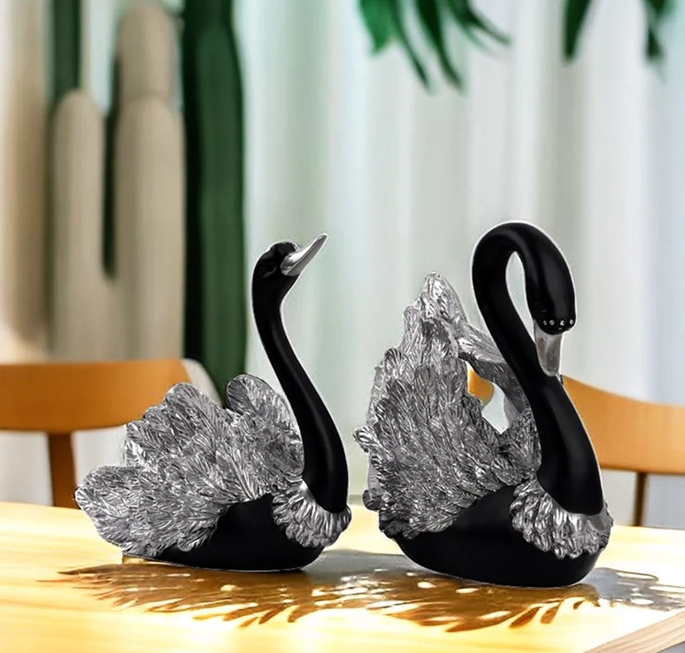 

Light luxury style black swan couple decoration Nordic high Statues Sculptures Figurine Nordic Room Home Decor Decoration Desk