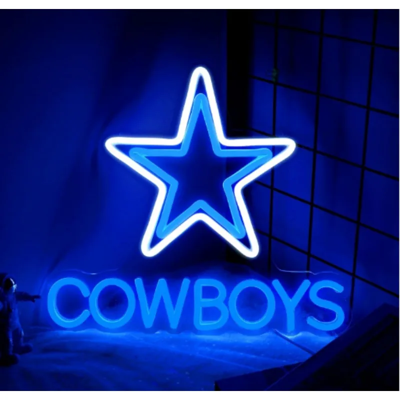 Imagem -05 - Cowboy Neon Sign Dimmer 12 6x1023 Polegada Usb Powered Sala de Jogos Led Party Bar Candy Shop Art Decoração Ice Blue