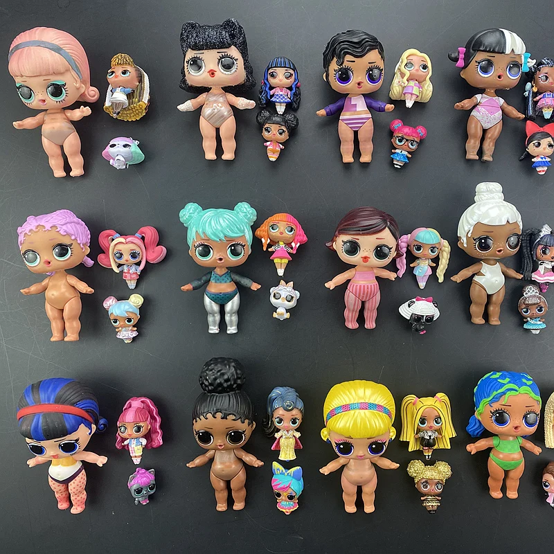 3 unid/set muñecas para Lols 1 pieza 8 cm 1 pieza 4 cm 1 pieza 2 cm muñecas niños jugando juguete regalos de cumpleaños