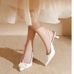 Off White Slingback High Heels Women Pumps 2023 Elegant Woman Heeled Stiletto Pointed Toe Heeled Sandals Female Office Shoe