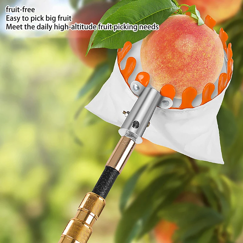 1Pc Fruit Picker Fruit Picking Tool With Storage Bag Stainless Steel Fruit Picker Tool Tree Fruit Catcher Farm Supplies