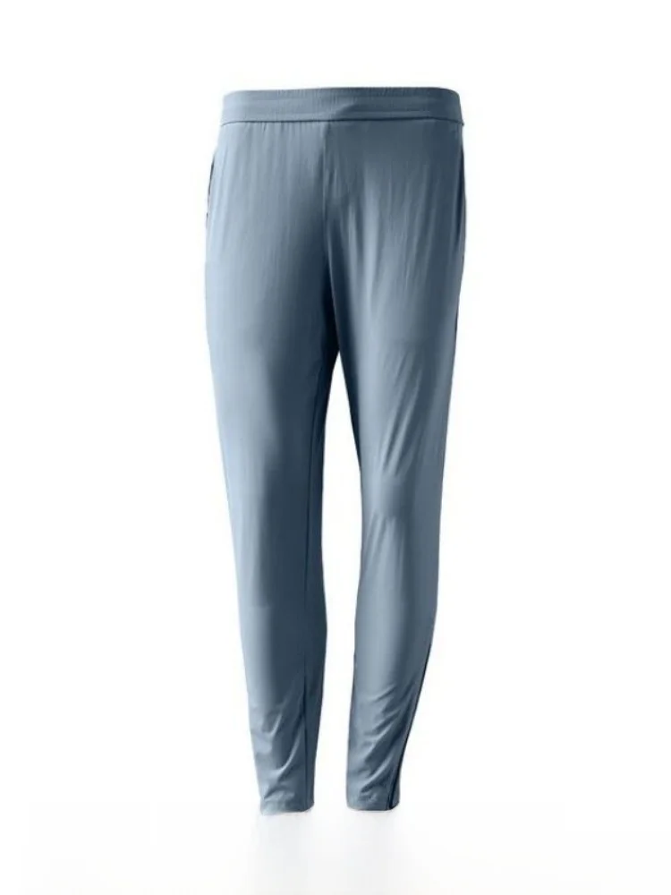 Elegant Straight Leg Men's Summer Casual Pants Zipper Design Breathable Elastic Thin Style Versatile Comfortable Fashionable