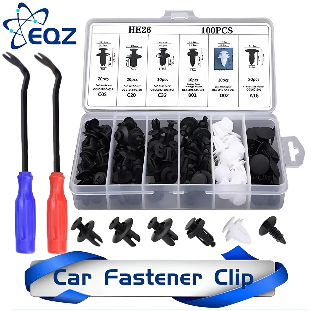 50/100Pcs Auto Fastener Clip Kit Fender Rivet Clips Car Body Push Retainer Pin Rivet Bumper Door Trim Panel Retainer Car Clips