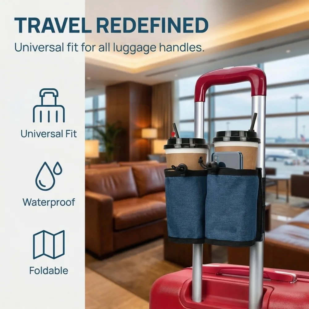 with Bottle Organizer Luggage Handle Bag Oxford Cloth Portable Suitcase 2 Cup Holder Universal Drink Carrier Travel Accessories