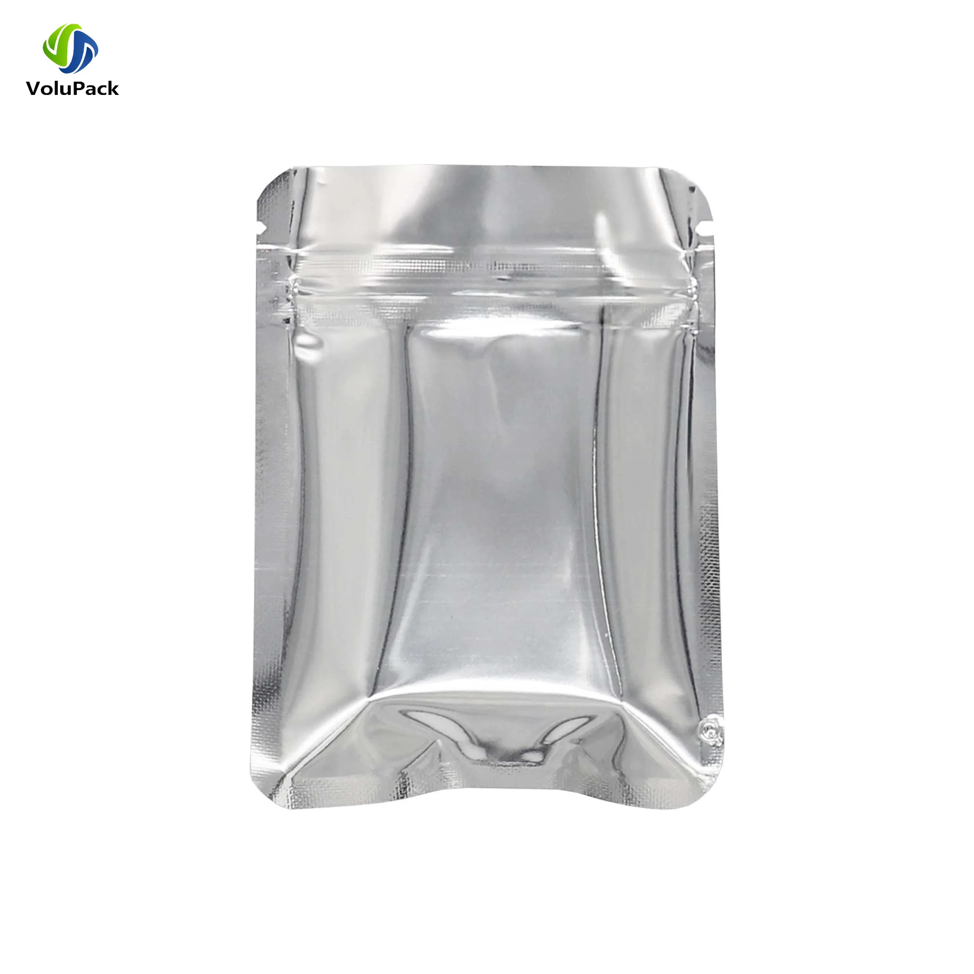 Glossy Silver Aluminum Foil Flat Zipper Lock Pouches,Reusable Waterproof Round Corner Bag Heat Sealable Mylar Storage Bags