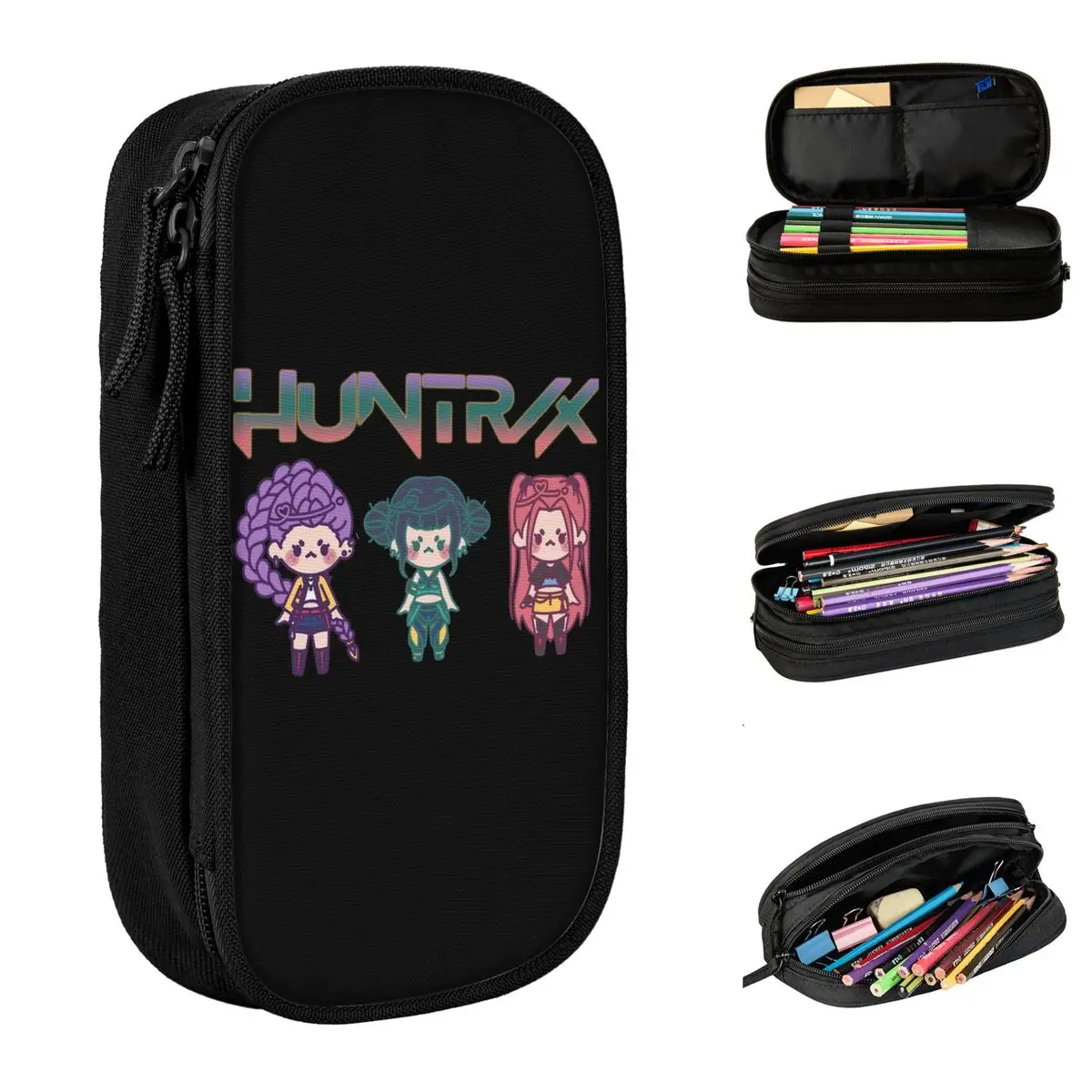 

Kawaii Pencil Case Kpop Demon Hunters Huntrix Chipi Pencil Bag School Pencil Cases Child Zipper Pattern School Supplies