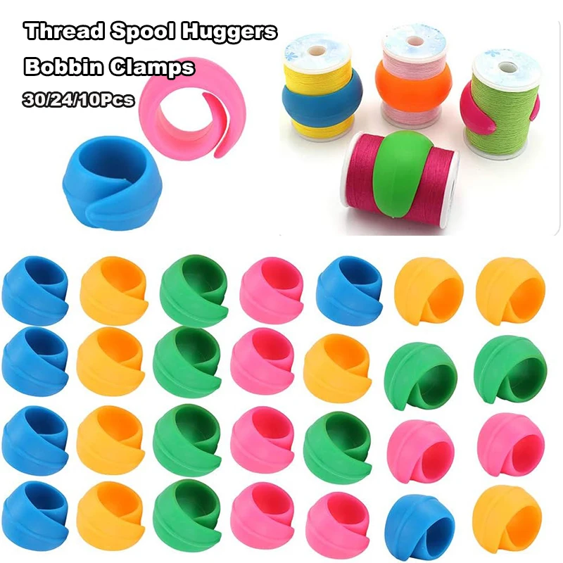 

10/24/30Pcs Thread Spool Huggers Bobbin Clamps Silicone Thread Holders For Sewing Machine Bobbin Small Clips Sewing Accessories