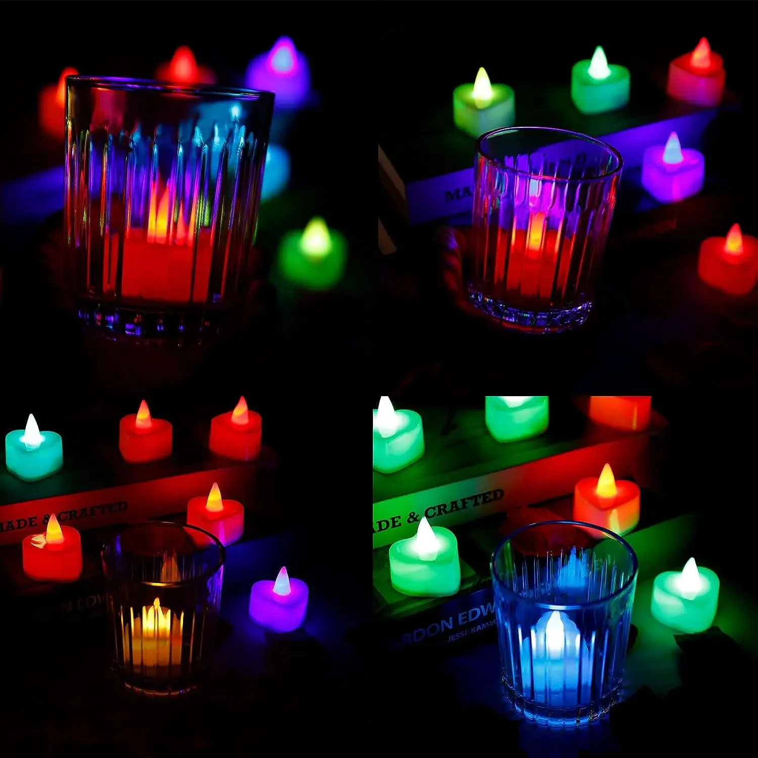 Imagem -04 - Coração Romântico Velas Led Alimentado por Bateria Luz de Chá Velas sem Chama Natal Casamento Festa de Aniversário Decoração Candeeiro de Mesa