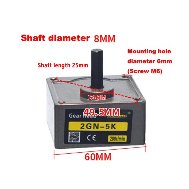 

Gear Reducer box 2GN Gear Ratio 1:3-1:180 Suitable for 220V 6W AC Gear Motor