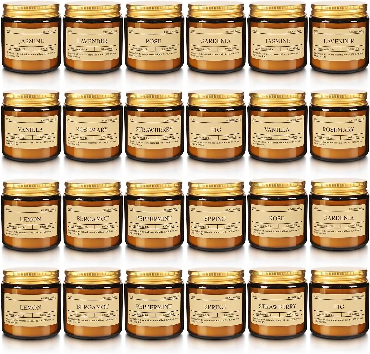 

Набор из 24 ароматических свечей, 12 видов ароматов, соевый воск, бездымные, подарок для женщин