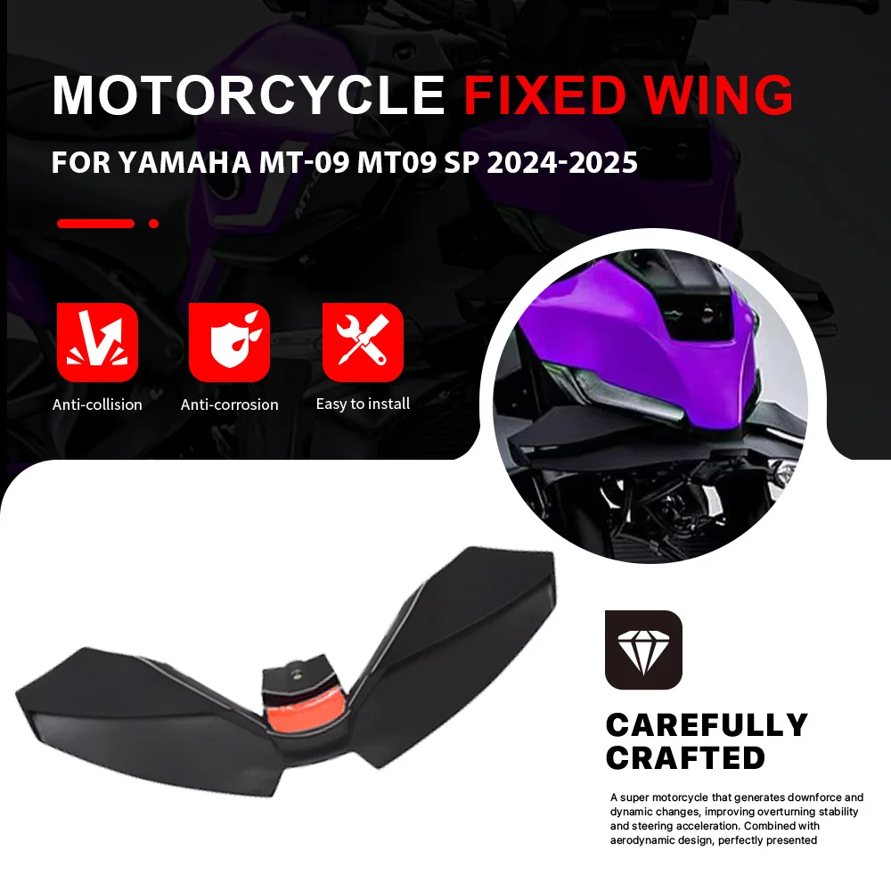 

Motorcycle Front Aerodynamic Wing Side Winglets Air Deflector Fixed Wing Spoiler Fairing For YAMAHA MT-09 MT-09 SP 2024-2025