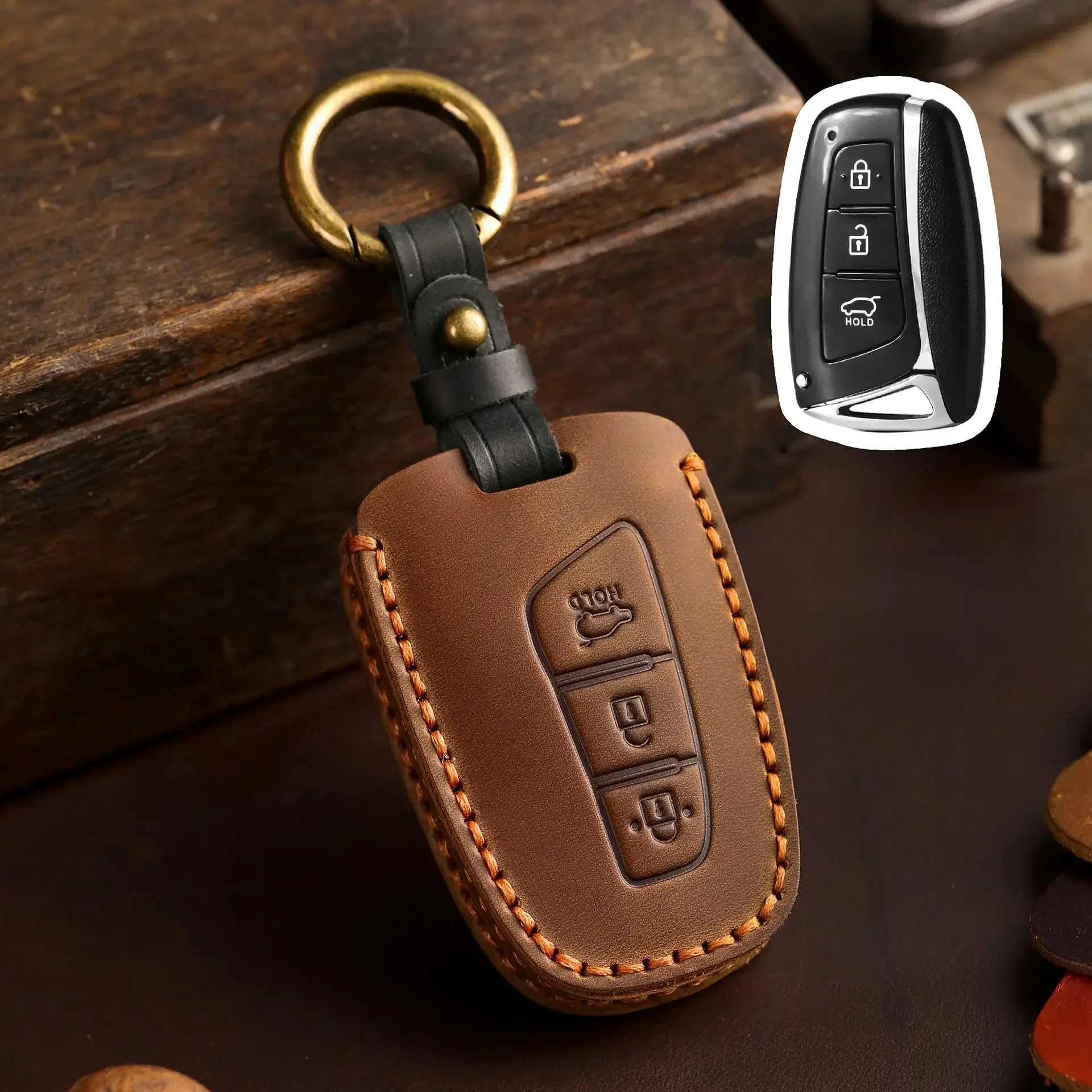 

1pc Remote Key Case Cover Holder Fob For Hyundai Grandeur HG Sedan Genesis G80 Santa Fe 3DM Grand SantaFe 2018 IX45 EQUUS Azera