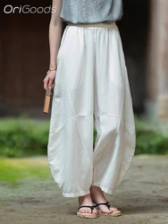 OriGoods Summer Pants Women Loose Lyocell Linen Thin Pants Meditation Zen Clothes Chinese Japanese Style Pants 2024 New C055