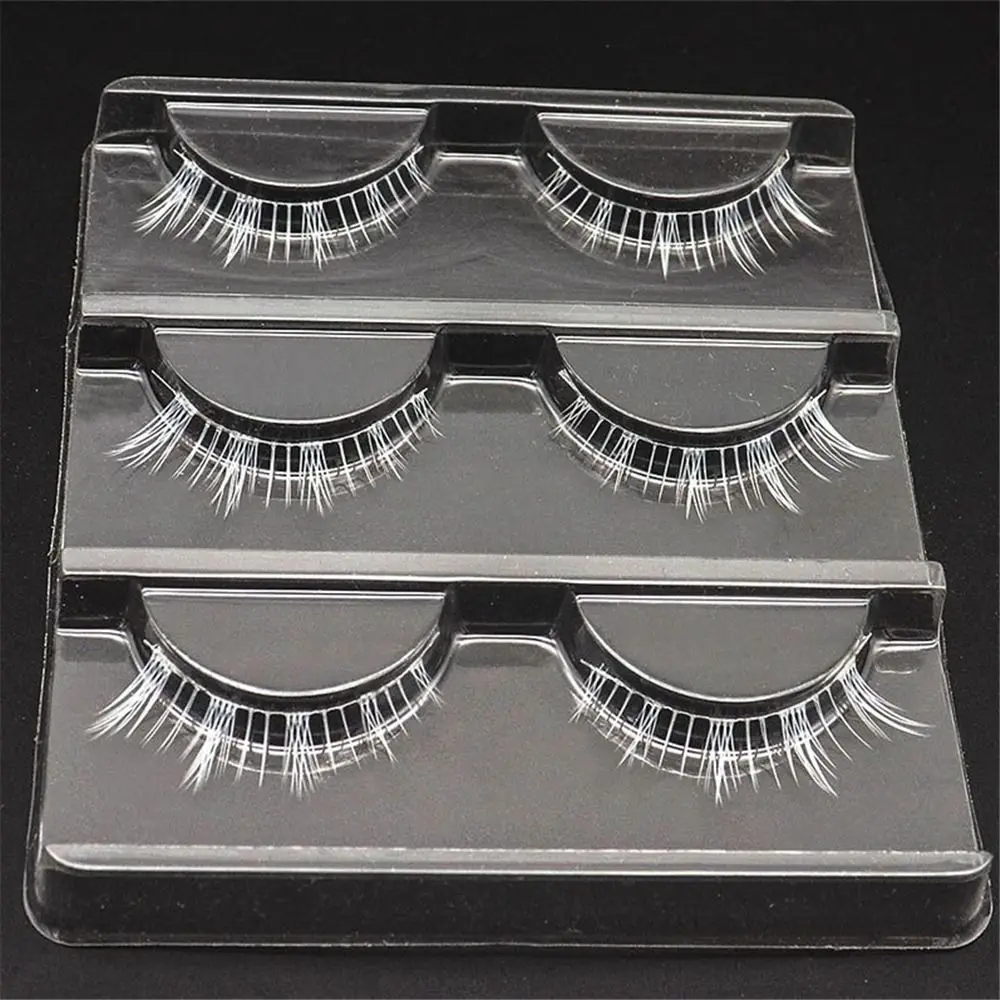 Eye Makeup Tools Halloween White Lashes Natural Look Reusable False Eyelashes Masquerade Party White Manga Lashes
