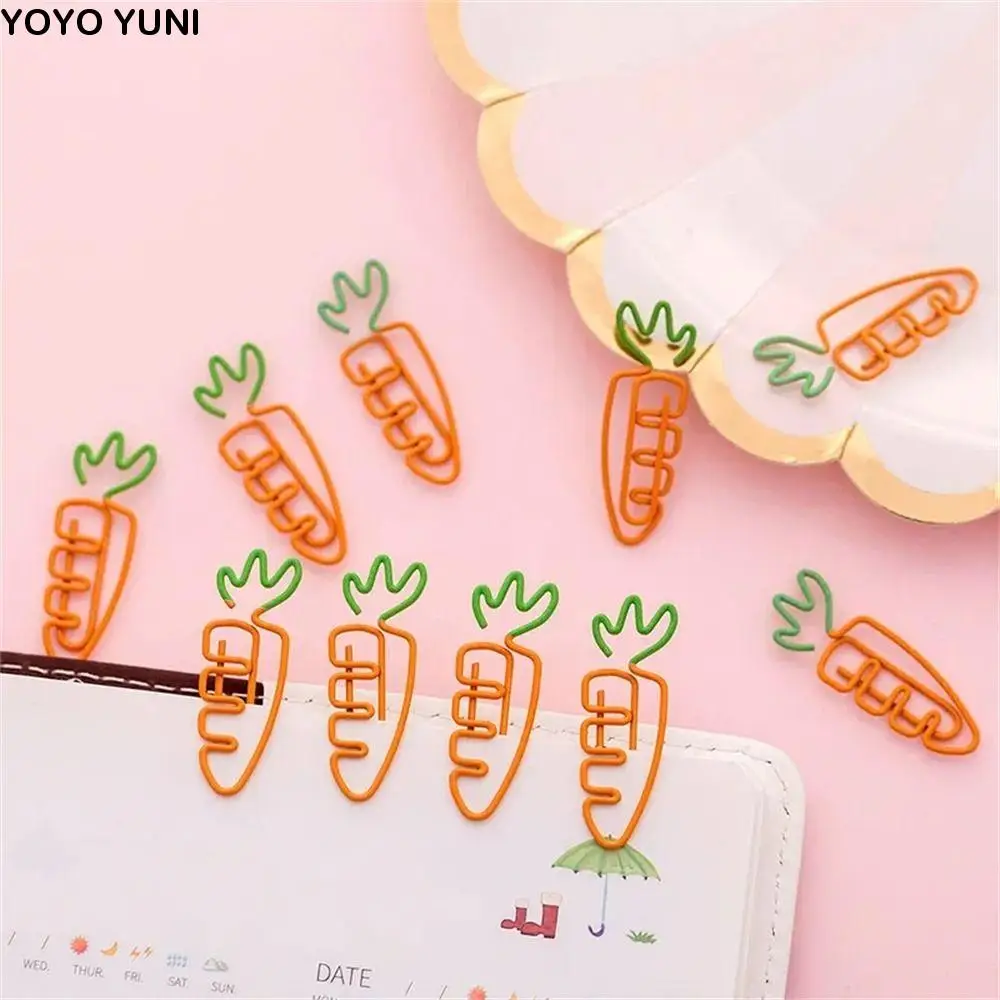 

5pcs Carrot Shaped Carrot Paper Clip Reading Assistant Memo Clip Carrot Metal Bookmark Photo Clip Orange School Supply