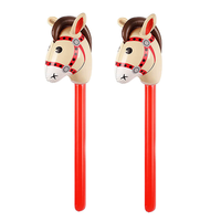 2Pcs 37in Horse Stick PVC Inflatable Horse Head Stick Balloons Western Cowgirl Cowboy Party Decor Farm Horse Birthday Party Gift