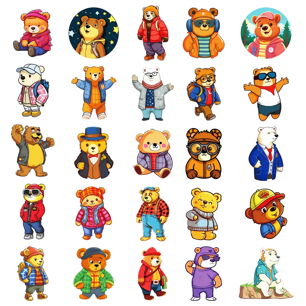 50 قطعة الكرتون لطيف مرسومة باليد الوقواق الدببة الكتابة على الجدران ملصقات للدراجات مقلمة الشارات BulingBuling ملصقات مخزن