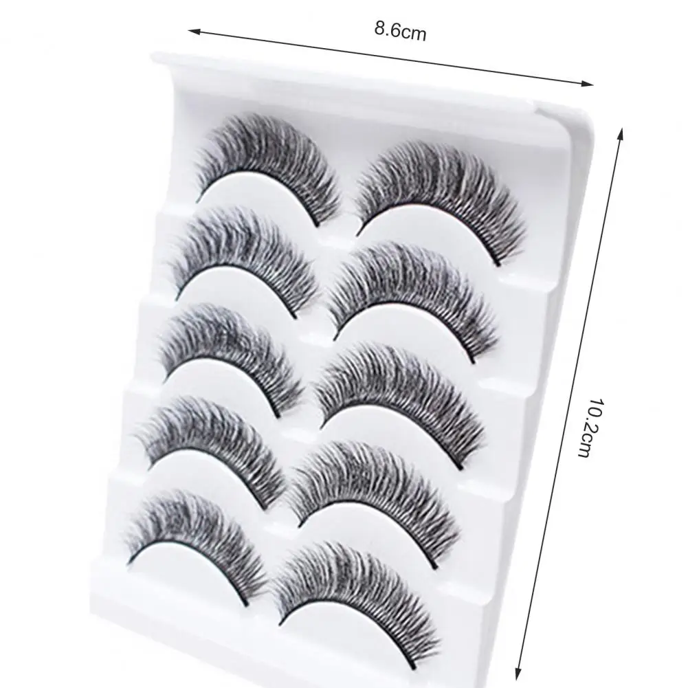 5 Pairs False Eyelashes All-match Natural Long 3D Mink Lashes Curling Fake Eye Lashes Makeup Tool for Party