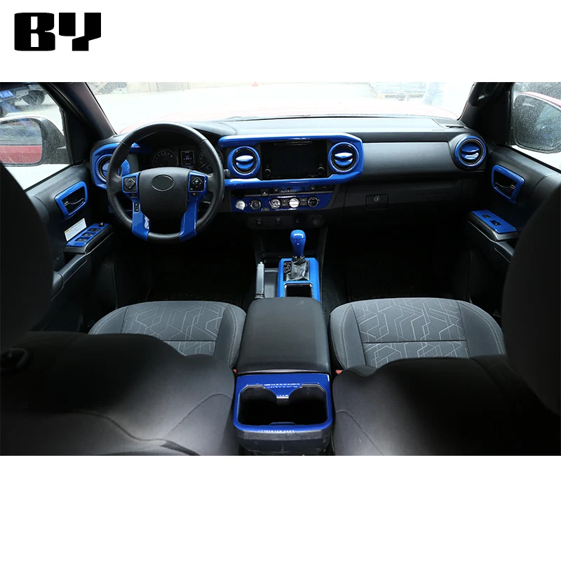 For Toyota Tacoma 2016-2022 ABS Blue style Car Interior Trim Sticker Dashboard Console Gear Shift Panel Cover Car Accessories