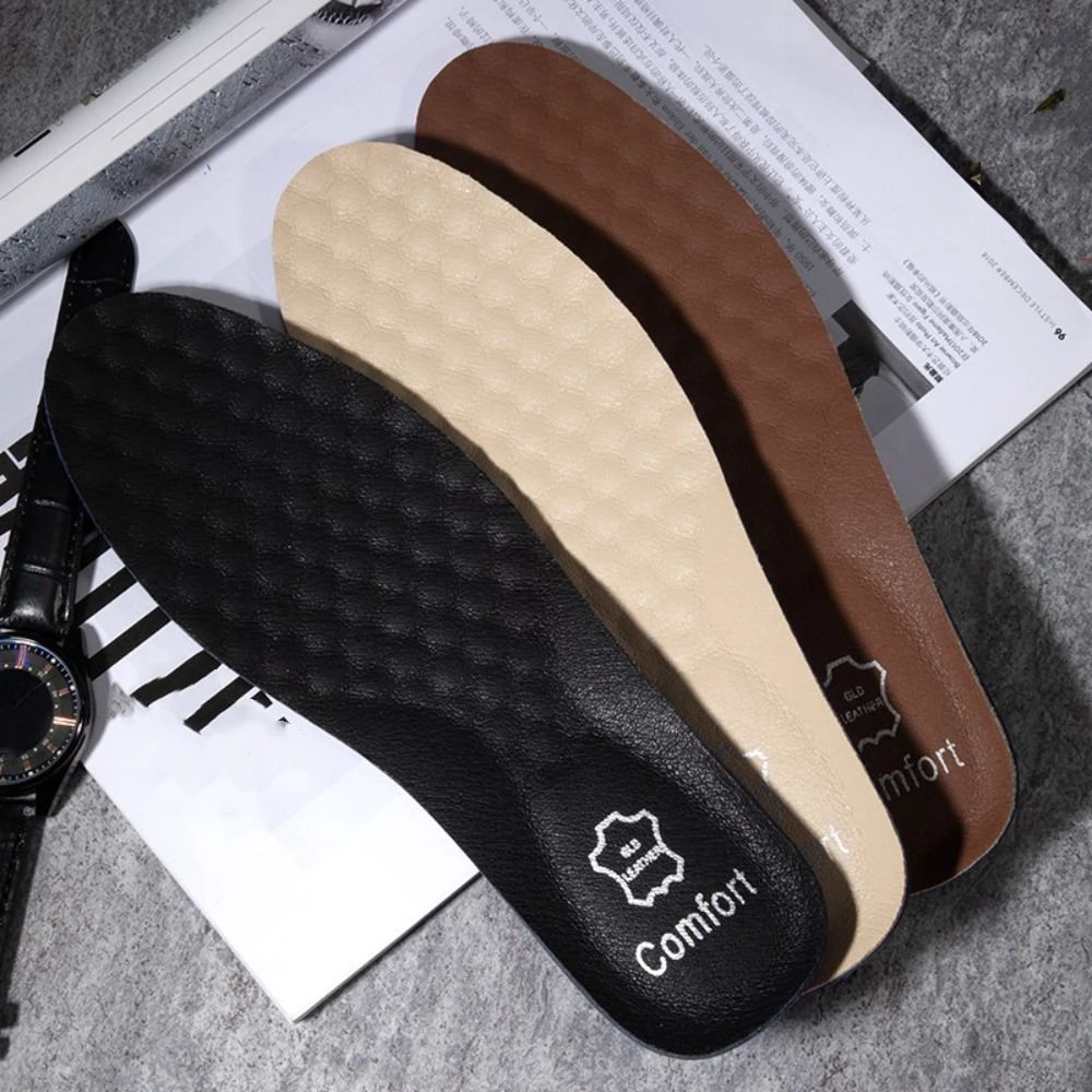 Simple Leather Insoles Brown Sweat Absorption Leather Shoe Insoles Odor-proof Breathable Sneaker Boots Pads Men Leather Shoes
