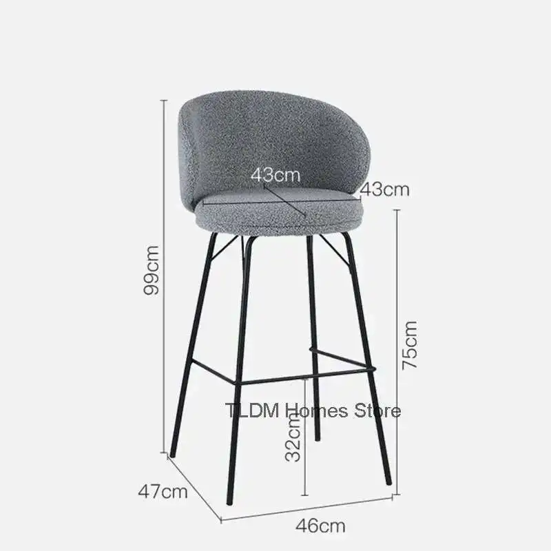 

Nordic Flannel Bar Chair for Kitchen Bar Furniture Metal Wrought Iron High Feet The Chairs Home Simple Designer Front Desk Stool