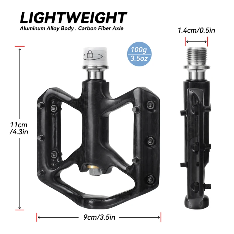 Ultralight Full Carbon Fiber Pedal Non-Slip Road MTB Pedal 3 Seald Bearings Lightweight Riding Pedals